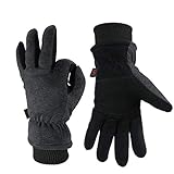 OZERO Thermo Handschuhe,Leder Warme Winter Handschuhe zum Laufen,1 Paar, Grau, M