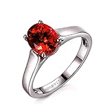 KnSam Damen Ring, verlobung Ring Silber verlobungsringe Damen Silber 925 925 Silber Oval Ring mit Kostenlos Gravur für Damen Frau mit Rot Zirkonia Silber B