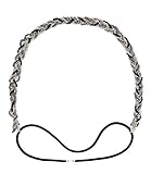 SIX Haarband versilbert geflochten mit Zierperlen und Metallketten, elastisch, modisches Accessoire (456-855)