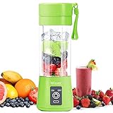 Wissec Mini Mixer,Tragbarer Persönlicher Mixer Grün,Geeignet für Smoothies und Milkshake,Elektrischer Mini Tragbarer Mixer,4000mAh USB Wiederaufladbar Juice Blender,Sechs 3D-Klingen,380