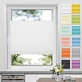Plissee Klemmfix ohne Bohren, Weiß 35 x 130 cm (BxH), Faltrollo Plisseerollo mit Klemmträger, Jalousie Rollos für Fenster und Tür, Sichtschutz und S