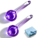 FRAÎCHEUR ICE GLOBES | Frozen Cryo Roller for Cold Facial Massage | Skincare Cooling Glass Massager with Anti-Freeze Liquid Inside | Reduce Puffiness, Pores - PURPLE