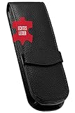 Online 90759 Leder-Etui Classic für 2 Stifte, Kugelschreiber-Etui, für Schreibgeräte aller Marken, Echtleder, Geschenkidee für jeden Anlass, 14,5 x 4,5 x 2,5 cm, schwarz, für 2 Schreibg