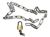Set 1.5Meter Stahlkette + Mini Vorhangschloss 25mm mit 3St. Schlüssel – Kleines VorhängSchloss Schloss für Tagebuch, Taschen, Koffer, Ketten, Bücher, Boxen, Behälter – Universal Schloss – Messing