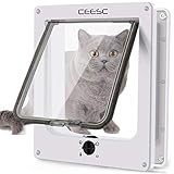 CEESC Große Katzenklappe (Außengröße 29,5 cm x 24,5 cm), drehbare 4-Wege-Verriegelungstür für Katzen-Außentüren, wetterfeste Haustiertür für Katzen und Hunde mit Umfang