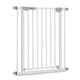 Hauck Türschutzgitter / Treppenschutzgitter für Kinder Autoclose N Stop Safety Gate / selbtstschließend / ohne Bohren / 75 - 80 cm breit / erweiterbar mit separater Verlängerung / Metall Gitter / weiß