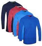 FULL TIME SPORTS® Tech 4 Pack Assorted Langarm-, Kurzarm Casual Top Multi Pack Rundhals Herren T-Shirts (Combo # 8) - (4 Pack - Dunkelblau-Hellblau-Wein-Marine, Medium)