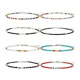 Bunte Choker Halskette Kette, 8 Stück Boho Bunte Choker, Verstellbare Strand Halskette, Verstellbares Glas Im Boho-Stil Kleine Perlenkette für Sommerstrand, Alltagskleidung (Mehrere Stile)