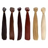 TOYANDONA Glattes Puppenhaar 6Pcs Puppenperücken Handwerkliches Puppenhaar Modepuppen & Zubehör für Kinder Mädchen Puppenherstellung DIY Kunst Und Handwerk ( 100X15cm )