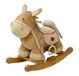 roba Schaukelpferd, Schaukeltier aus Holz mit Stoff-Polsterung, Schaukelsitz mit Steigbügel, Schaukelspielzeug ab 18 M