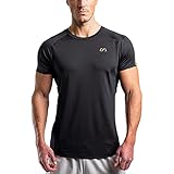 Herren Training Laufshirt Kurzarm T Shirt Funktionsshirt Lycra Faser Schnelltrocknend Tight-Fit Muskelbetontes Design, Für Training und andere Sp