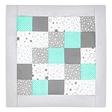 Amilian Baby Krabbeldecke Patchworkdecke als Geschenk Spieldecke Laufgittereinlage Decke Kuscheldecke Spielmatte Kinder Matte Baumwolle Erstausstattung Patchwork Krabbelmatte M058 (125x125cm)