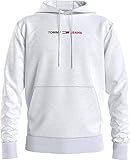 Tommy Jeans Herren TJM Straight Logo Hoodie Skate-Kapuzenpullover, Weiß Htr, M