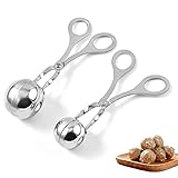 Edelstahl Fleischballer Zange Fleischlöffelhersteller Antihaft-Fleischballer Kugelzange Fleischballenzange aus Edelstahl Nicht klebrige Fleischbällchen Reisbällchen Maker Mold Kitchen Tool 2 Stück