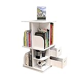 guoqunshop Bücherregale Freistehende Desktop-Holzregal Bücherregal Bücherregal Revolving, 360 ° Organizer Rack-Revolving Media Tower Schränke for die Bücher Reg
