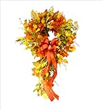 Herbstkranz - Granatapfelkranz, Rustic Herbstkranz Dekoration,Herbstlaub Ahornblatt Herbst Kranz Haustür Dekor Kranz Wand Hochzeit Dekoration für Halloween Herbst Ernte Festival Dekor (D)