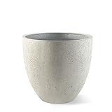 Luca Lifestyle Pflanzkübel ''Grigio Egg Pot'' Creme Weiß Rund Fiberglas *5 Jahre Garantie* - 32x32x29 cm - F599