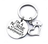 Krankenschwester Schlüsselanhänger 'I'm a Nurse. What's your Superpower?' mit Herz Mütze | Arzt | Geschenk | Frauen | Damen | Mädchen | Pfleger | Nurse | M