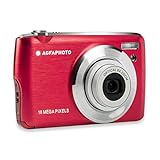 AgfaPhoto Fotoapparat Realishot DC8200 – Digitalkamera, kompakt, 18 MP, Full HD, LCD-Display, 2,7 Zoll, optischer Zoom, 8 x Lithium-Akku und SD-Karte 16 GB (Red)