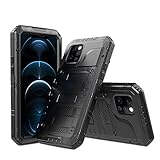 Cadorabo Hülle kompatibel mit Apple iPhone 12 PRO in SCHWARZ - Robuster 360° Rundumschutz mit Displayschutz - Stoßfeste Outdoor Heavy Duty Schutzhülle Case Cover E