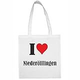 Reifen-Markt Tasche I Love Niederöfflingen Größe 38x42 Farbe Weiss Druck Schw