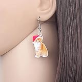 YUANYIRAN Weihnachten Ohrhaken Ohrringe - Acryl Weihnachten süße orange Katze Kätzchen Ohrringe, Xmas Drop baumeln Haustiere Geschenk für Frauen Mädchen Teens Kinder Festival C