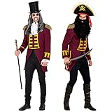 Widmann - Weinrote Garde-Uniform, für Herren, Parade-Frack, Jackett, Mantel, Zirkusdirektor, Kostüm, Karneval, Mottoparty