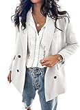 GOSOPIN Damen Blazer Business Sakkos Anzüge elegant Damen Jacke Mittlere Länge Office Suit Slim Trenchcoat Kurz Mantel Arbeitskleidung für Geschäft und Büro einfarbig-Weiß L