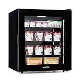 Klarstein IceAge Gefrierschrank - Tiefkühlschrank mit Glasfront, Thermostat mit 5 Stufen, 0 bis -18 °C, höhenausgleichende Füße, Stahl-Gehäuse, EEK E, 3 Einlegeböden, 88 L