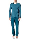 Schiesser Herren Long Life Soft Schlafanzug lang Pyjamaset, Petrol, 50