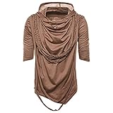 T-Shirt Herren Kurzarm Atmungsaktiv Mode Design Herren Shirt Sommer Hip Hop Style Einfarbig Persönlichkeit Irregulär Herren Freizeitshirt Trend Coole Herren Hoodie C-Coffee S