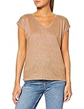 Only Damen ONLSILVERY S/S V Neck Lurex TOP JRS NOOS T-Shirt, Toasted Coconut, M