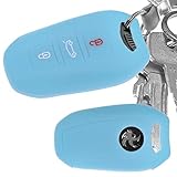 Auto Schlüssel Hülle Silikon Schutz Cover Fluoreszierend Blau für Citroen C4 DS4 DS6 DS5 Peugeot 208 508 2008 4008