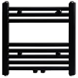 Bulufree Badheizkörper Handtuchhalter gerade Rohre Heizkörper Bad-Wärmewelle Mittelanschluss Handtuchwärmer Heizung Radiator Schwarz 480 × 480