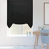 HIDODO Plissee-Jalousien, lichtfilterend, temporäre Lampenschirme für Fenster, schnurloser Papierstoff, leicht zu schneiden und zu installieren, 121,9 cm B x 182,9 cm L – 3 Stück, schw