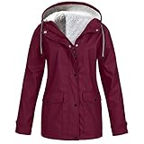 Pianshanzi Windbreaker Damen Softshelljacke Regenmantel Gefüttert Wasserdicht Atmungsaktiv Winter Warme Outdoor Lang Regenjacke mit Kapuze Softshell Windbreaker ÜBergangsjack