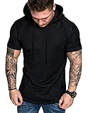 COOFANDY Herren Muskelshirt Männer Sport Trainingsshirt Kurzarm Fitness Shirt Sport Shirt Schwarz M