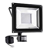 TEquem Warmweiß 100 Watt LED SMD Flutlicht Strahler mit PIR Bewegungsmelder Fluter 220V Außenleuchte Wandstrahler Außenstrahler IP65 2800K-3200