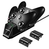 shumeifang Controller Ladestation für Xbox One, Ladestation mit 2 x 1200mAh, Akku-Packs Sicher Ladegerät akku und Ladestation Zubehörsets für Xbox One/One S/One X Controller mit LED-Anzeig