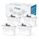 Fiitas Weiße Wasserfilter für Brita Filterkartuschen, passend für Brita Maxtra+ Wasserkannen zur Reduzierung von Kalk, Chlor, Blei, Kupfer und geschmacksbeeinträchtigenden Substanzen (4er Pack)