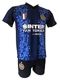 Set aus Trikot und Shorts, Fußball-Inter-Shirt, neutral oder personalisiert mit dem Namen Ihres Lieblingsspielers Saison 2021/2022, zugelassene Replika, Größen für Kinder und Erw