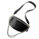 Schultertasche Damen Bauchtasche Gürteltasche Leder Umhängetasche Klein Handy Geldbörse Crossbody Handtasche Mode mit Kette Riemen und Abnehmbar Schultergurt Weich Leder Geschenke Weihnachten F