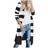 Eaylis Langarm Gestreifte Strickjacke Damen Cardigan Strickmantel Strickjacke Sweater Elegant Manschette Sweatshirt Langen Mantel Tops Outwear Casual Pulli Sweater Jacke O