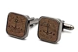 NaturSchatulle Manschettenknöpfe Herren Holz Gravur Individuell | 1 Paar Schwarz Manschettenknopf Eckig Hochzeit Anzug Männer Cufflinks for M