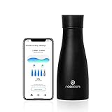 NOERDEN - Smart Water Bottle Liz 350 - Selbstreinigende Trinkflasche aus Edelstahl - BPA-freier Deckel, UV-Sterilisation, Trinkerinnerung und LED-Temperaturanzeige - 0,35l - Schw