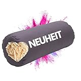 Herbalind Natur Nackenrolle Bio Dinkelspelz- und Zirbenkissen - 40 x 15 cm Nackenkissen Tabletkissen Buchkissen TV Kissen 100% Baumwolle, Zirbenholzflocken beig