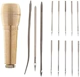 N-K 14-teiliges Set Ahle Stitcher Nähnadel Nadel mit Kupfergriff Leder Arbeitsschuh Reparatur Canvas Zelt Nähen Leder Handwerk Praktisches Design und langlebig