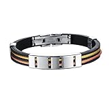 pauro Jewellery Herren Edelstahl Echt Silikon Armband zwei Ton Sling