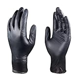 DOUYA 50pcs Einweghandschuhe Latex schwarzes Nitril verdickt verschleißfestes lebensmittelechtes Nitril Nitril rutschfeste ölbeständige Arbeit PVC T