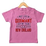Patriots New England Pats Football Super Bowl Premium Baby T-Shirt Babyshirt, Farbe:Rosa (Bubble Gum Pink BZ02), Größe:18-24 M